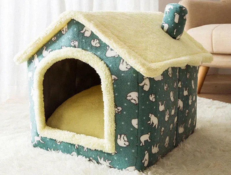 Foldable Dog House Pet Cat Bed Winter Dog Villa Sleep Kennel Removable Nest Warm Enclosed Cave Sofa Pets Supplies - Bellarte Enchanté Foldable Dog House Pet Cat Bed Winter Dog Villa Sleep Kennel Removable Nest Warm Enclosed Cave Sofa Pets Supplies